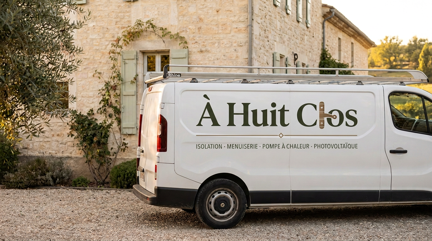 Véhicule À Huit Clos floqué : isolation, menuiserie, pompe à chaleur, photovoltaïque